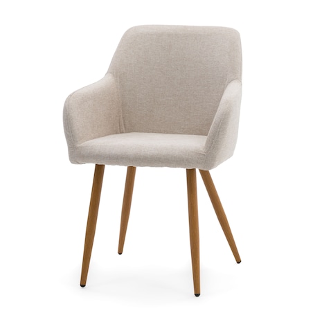 Krzesło tapicerowane skandynawskie beżowe SCANDI metalowe nogi w kolorze drewna