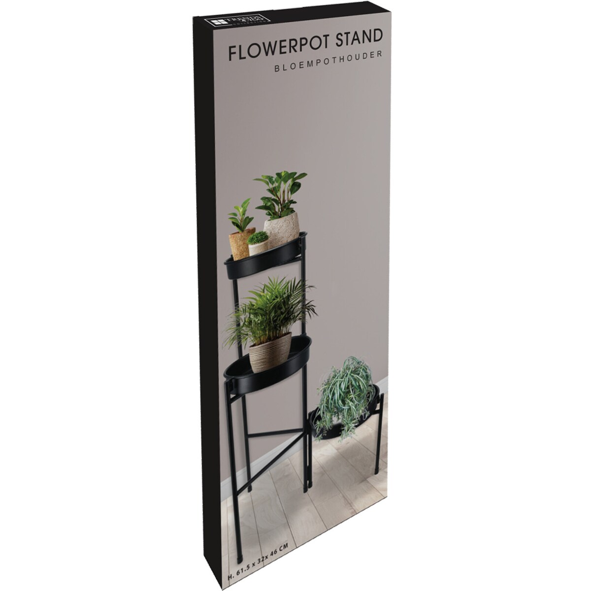 Kwietnik loftowy czarny na 3 doniczki BOGI, 61,5 cm