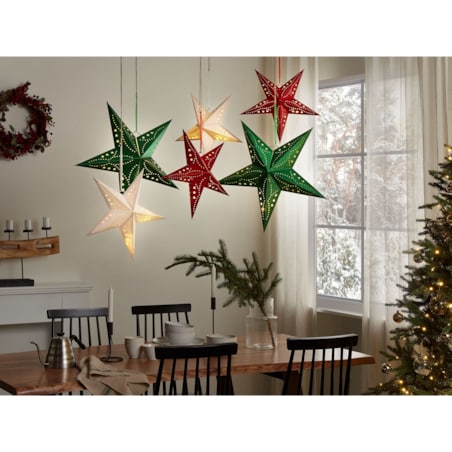 Zestaw 2 dekoracji wiszących LED MOTTI Gwiazda 60 cm Szmaragdowy