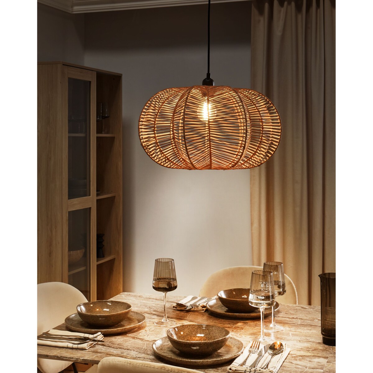 Lampa wisząca rattanowa naturalna KIBI