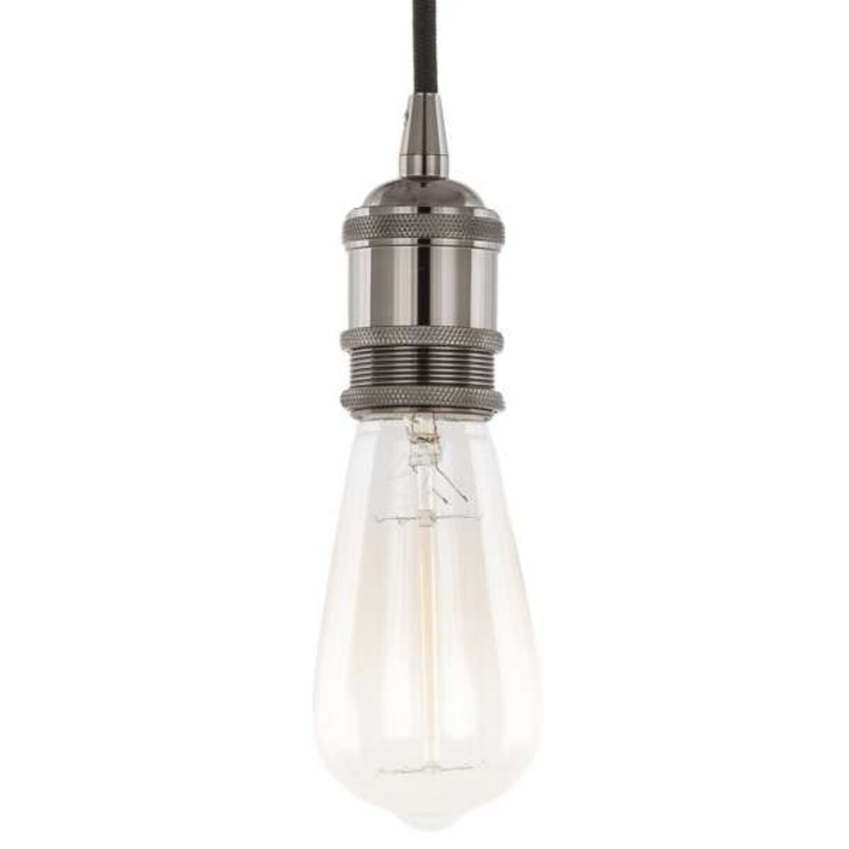 Industrialna LAMPA wisząca CLASSO DS-M-034 SHINY BLACK Italux przewód OPRAWKA metalowa ZWIS loft czarny błyszczący