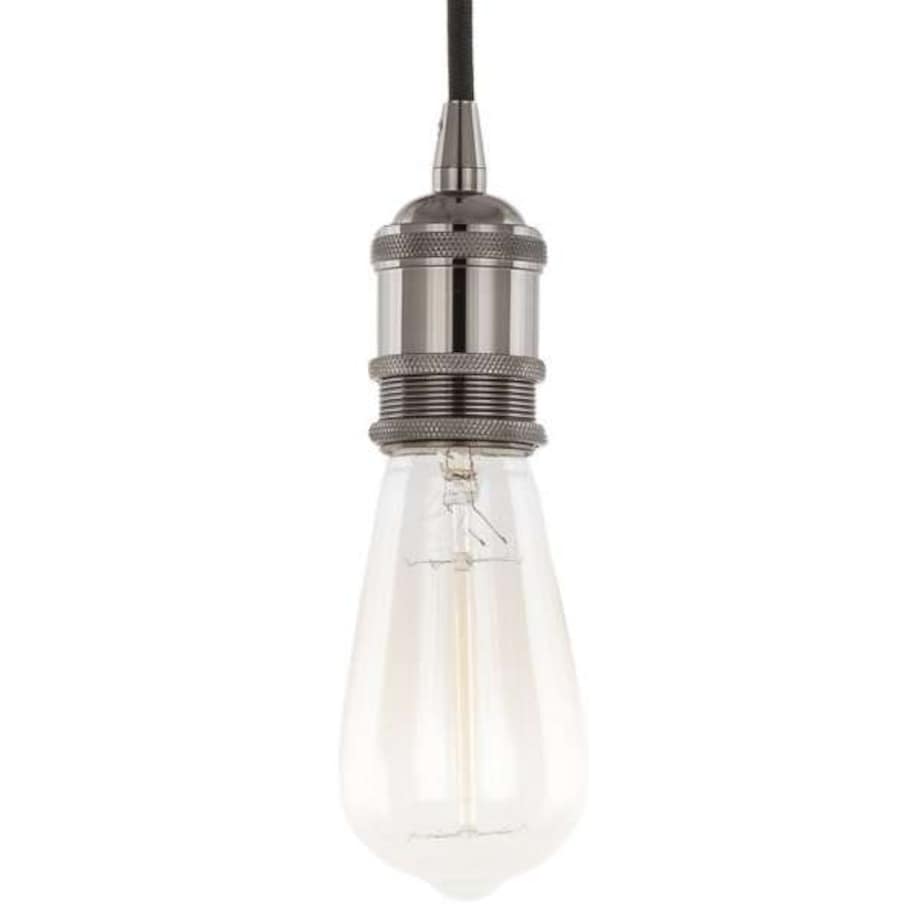 Industrialna LAMPA wisząca CLASSO DS-M-034 SHINY BLACK Italux przewód OPRAWKA metalowa ZWIS loft czarny błyszczący