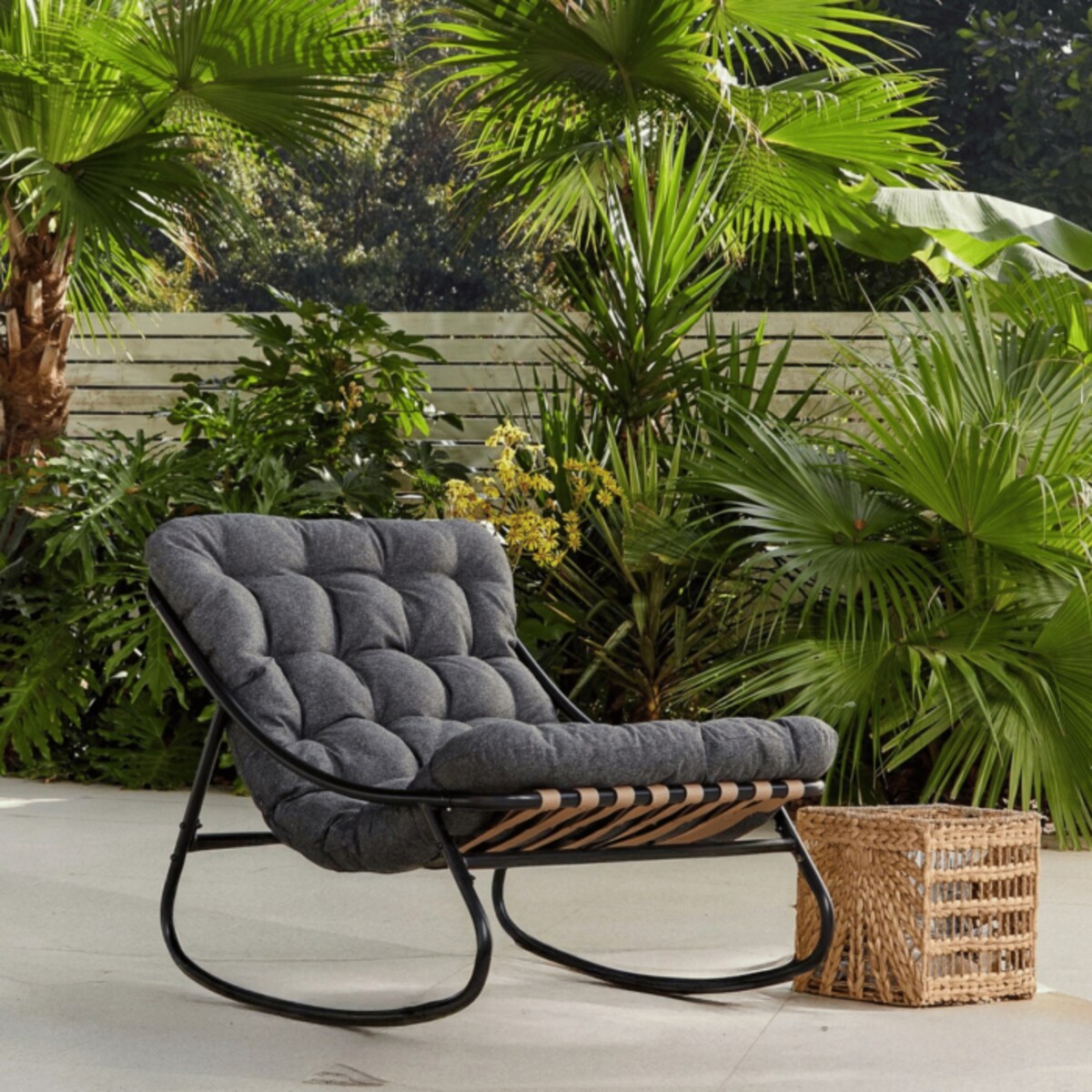 Fotel Leżak Ogrodowy Bujany Bujak Leżanka Do Salonu Na Taras AURORA Szary
