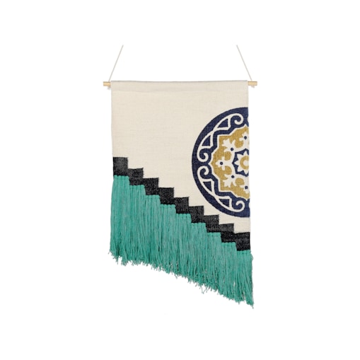 Dekoracja ścienna z frędzlami bawełniana wielokolorowa NOWSHERA