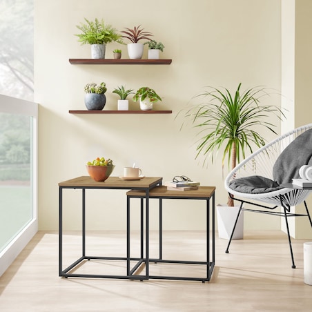 Stolik Kawowy Kwadrat 2Szt Dąb, Czarny