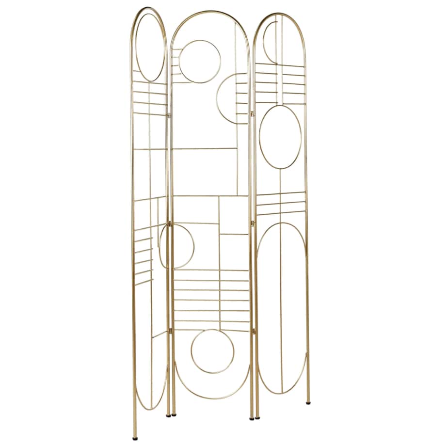 3-panelowy składany parawan pokojowy metalowy 100 x 170 cm złoty TURANIA