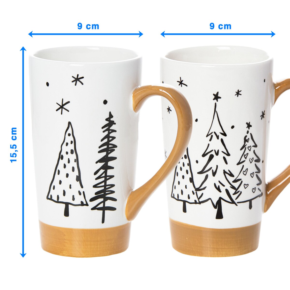 Kubek Świąteczny Boże Narodzenie Duży Zestaw 2 Szt. Drzewka Choinki Prezent