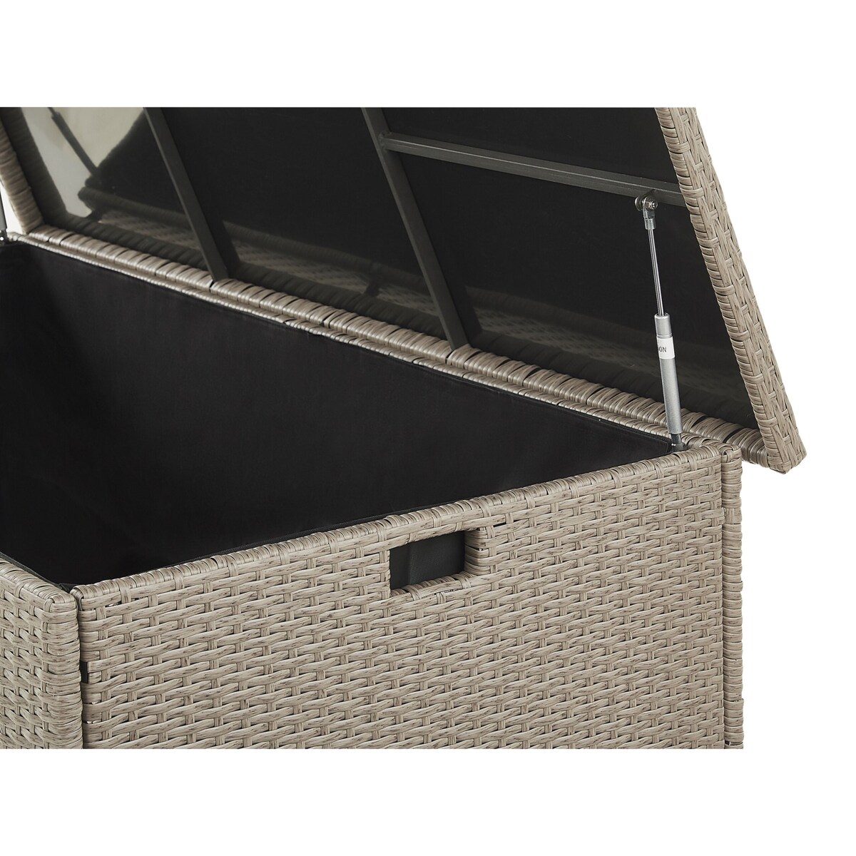 Skrzynia ogrodowa z technorattanu 155 x 75 cm beżowoszara MODENA