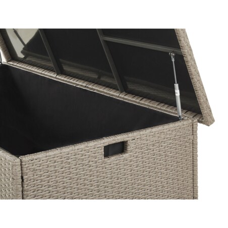 Skrzynia ogrodowa z technorattanu 155 x 75 cm beżowoszara MODENA