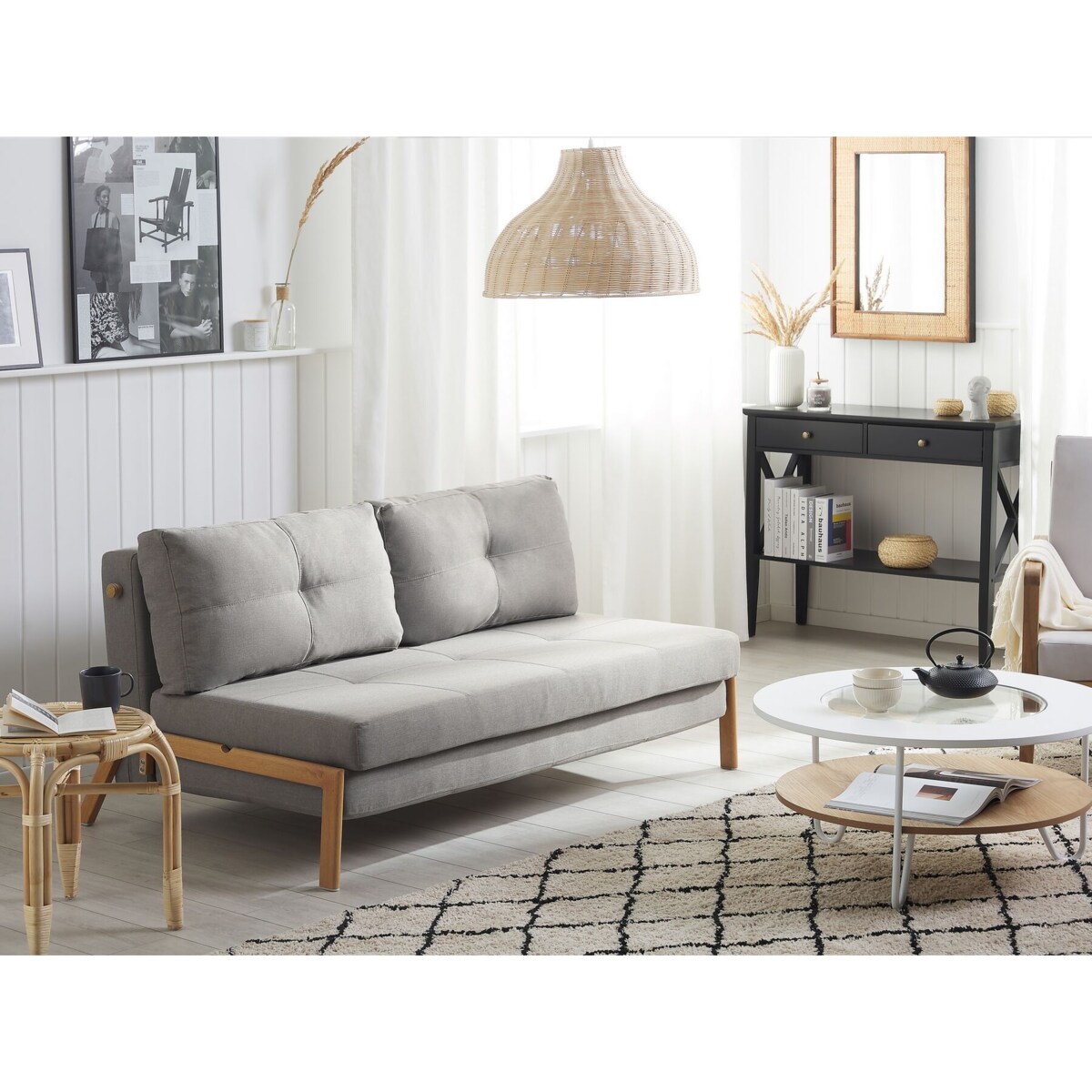 Sofa rozkładana jasnoszara EDLAND