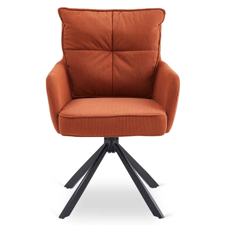 Krzesło Obrotowe Kubełkowe Tapicerowane Do Jadalni Sztruks Rudy CITY