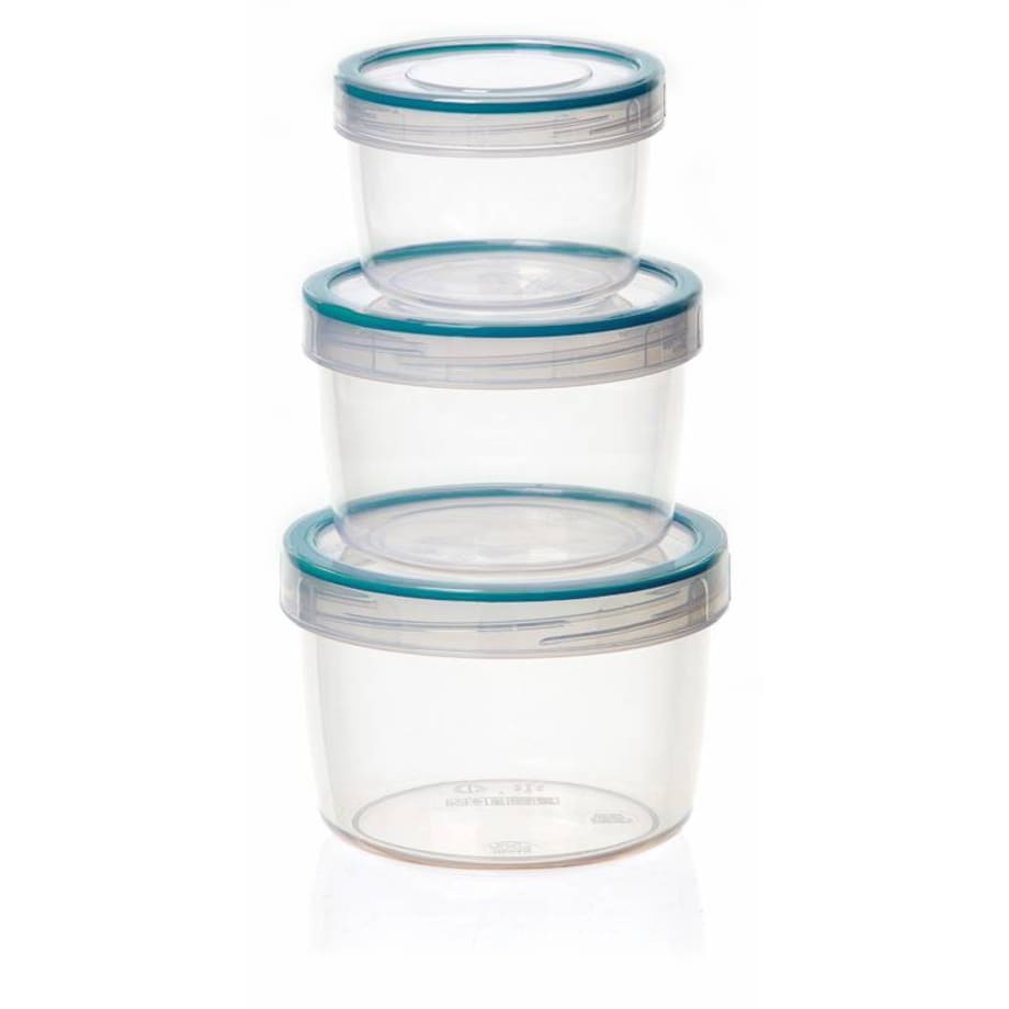 KOMPLET POJEMNIKI PLASTIKOWE OKRĄGŁE NA JEDZENIE przekąski 0,25+0,5+0,7 L