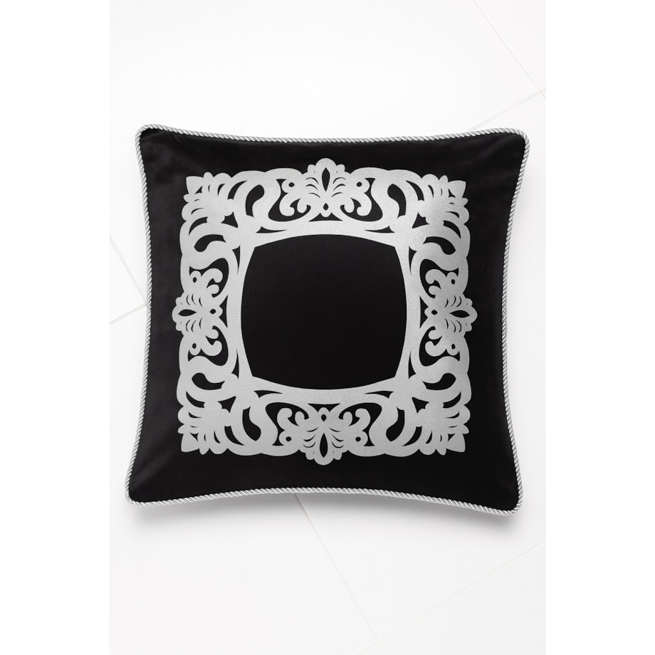 poszewka dekoracyjna z ornamentem 60x60 cm | czarna