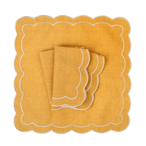 Haftowane serwetki Yellow Petali - 4 sztuki