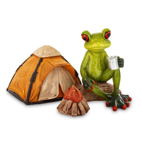 Figurka - żaba na kempingu 9,5x16x12 cm FROGG na biwaku