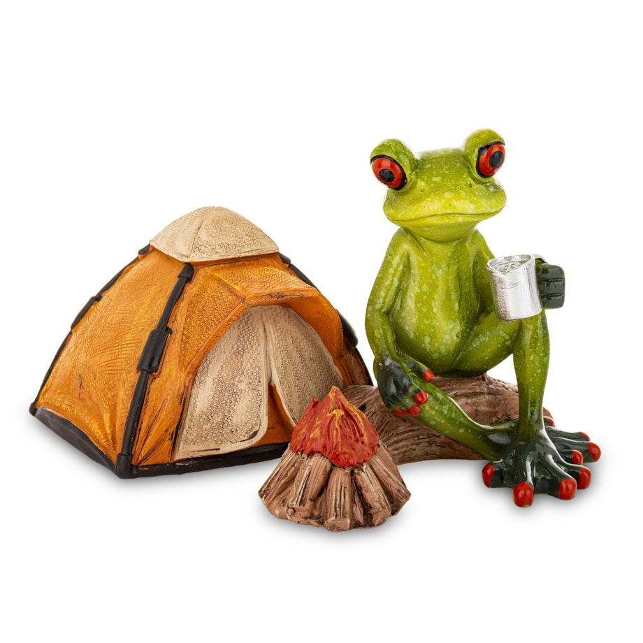 Figurka - żaba na kempingu 9,5x16x12 cm FROGG na biwaku