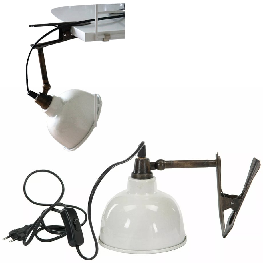 LAMPA PRZYPINANA Z KLIPSEM BIAŁA na biurko nocna metalowa loft klips 25cm