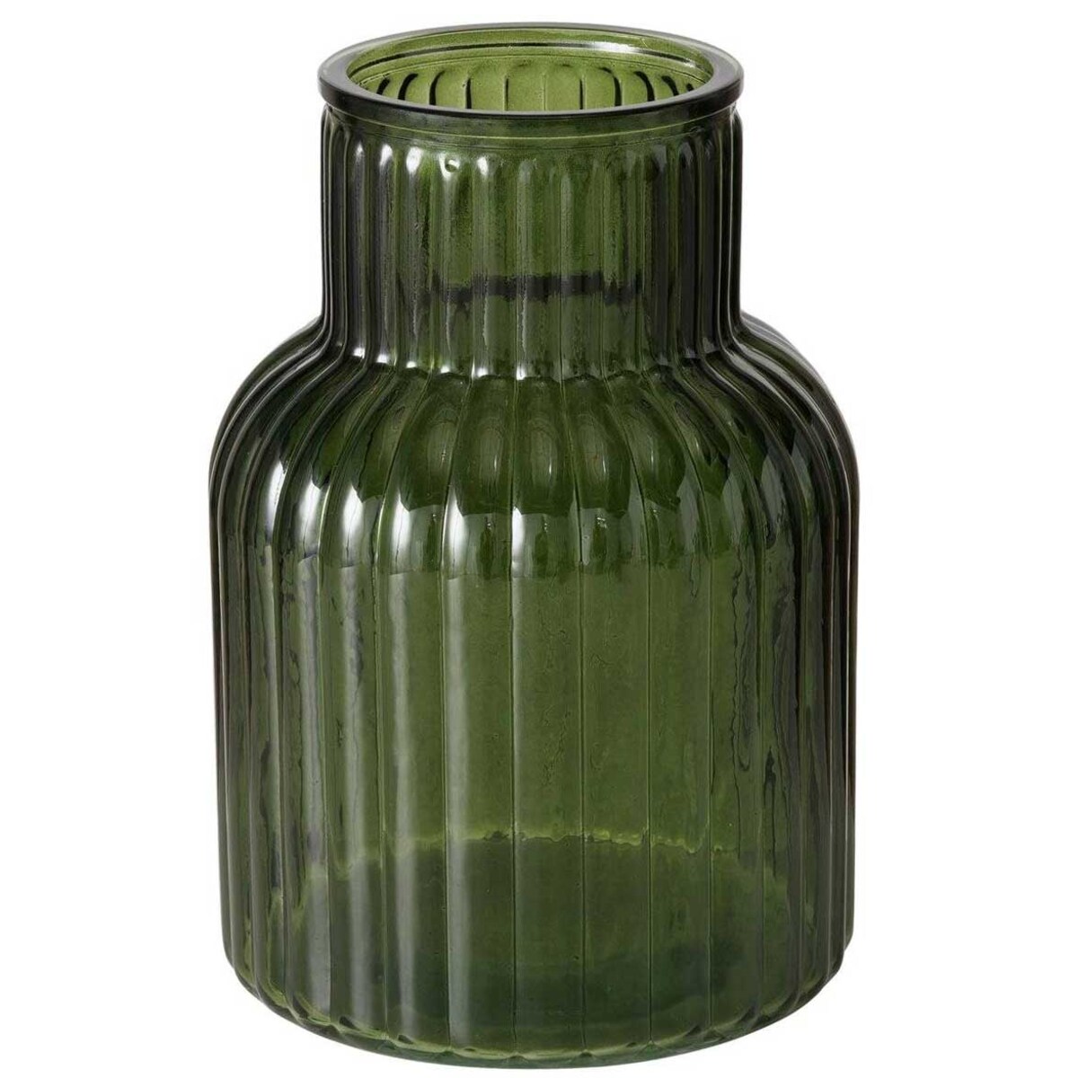 Wazon szklany RELEA, zielony, ryflowane szkło, 20 cm