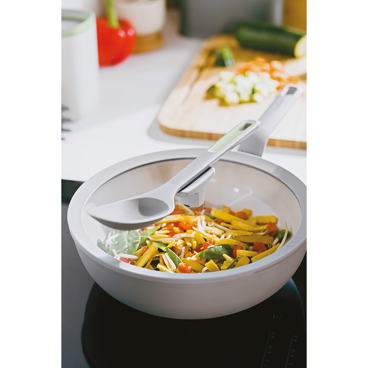 Patelnia wok z pokrywą Balance Eco Grey 28 cm, 4,2 L