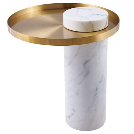 Designerski stolik kawowy COLUMN DP-FA1 white gold Step marmur stal biały złoty, Step Into Design