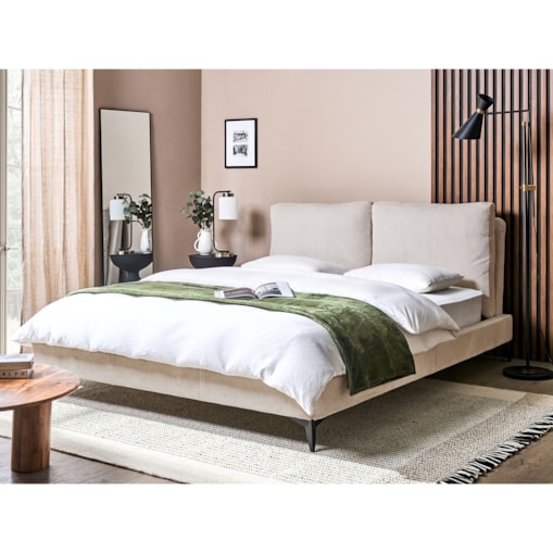 Łóżko sztruksowe 160 x 200 cm jasnobeżowe MELLE
