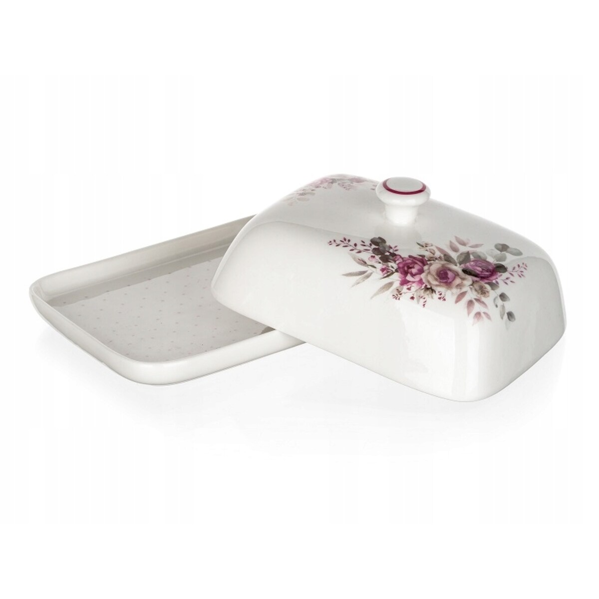 MASELNICZKA CERAMIKA na masło pojemnik w róże kwiaty na prezent kuchenne