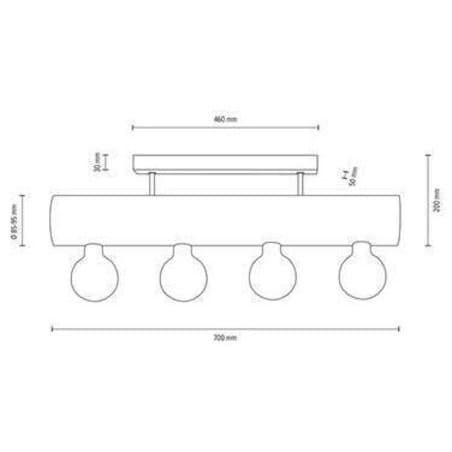 LAMPA sufitowa TRABO SIMPLE 6998404 Spotlight ekologiczna OPRAWA drewniana belka sosna bejcowana czarna