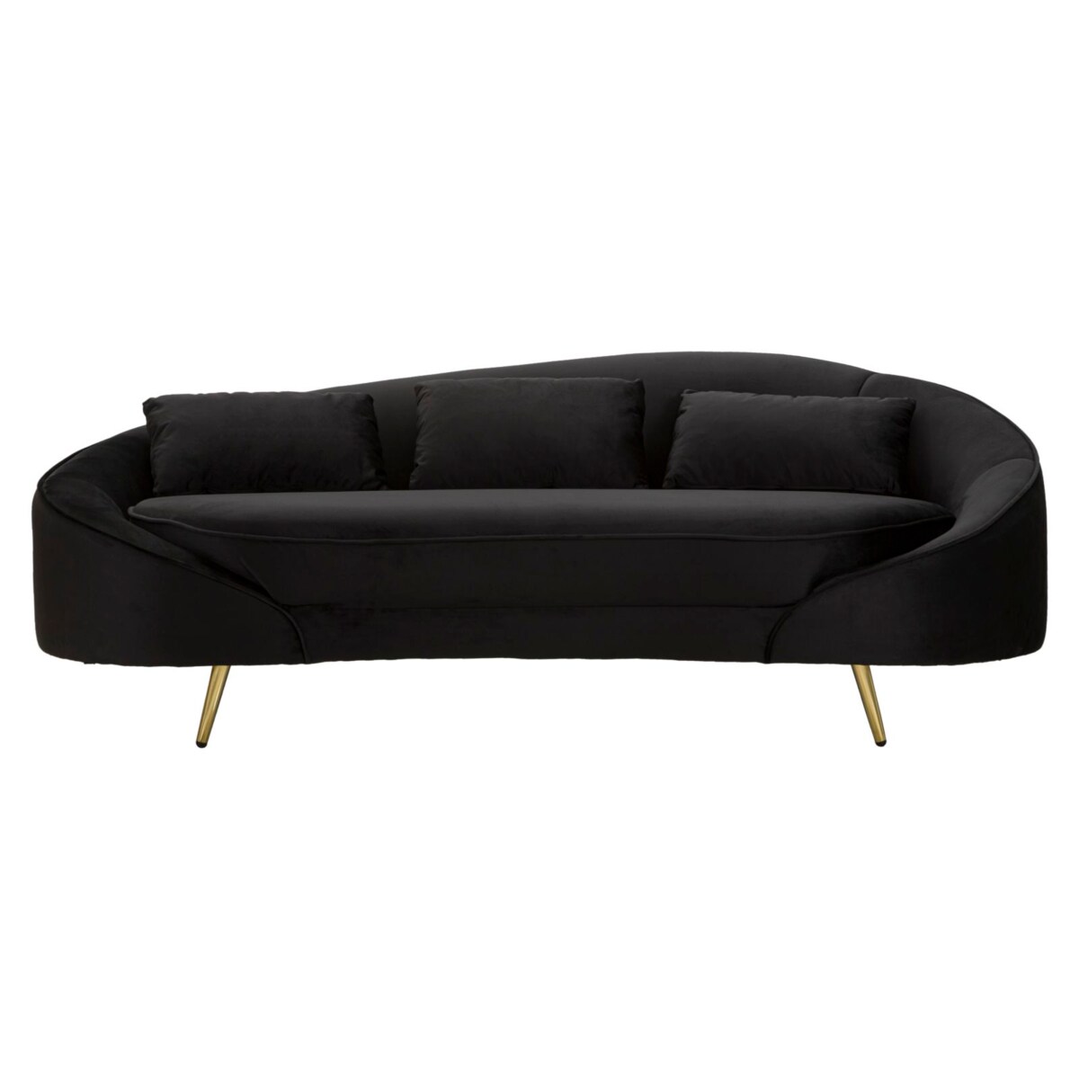 Sofa Oslo, kolor czarny i złoty, poliester, drewno eukaliptusowe i metal, 185 x 84 x 68 cm, do salonu, Mauro Ferretti