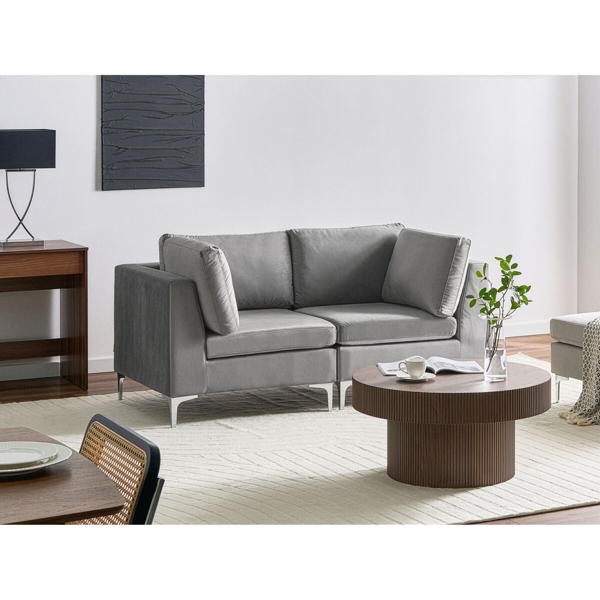 Sofa modułowa dla 2 osób EVJA Szary Welur