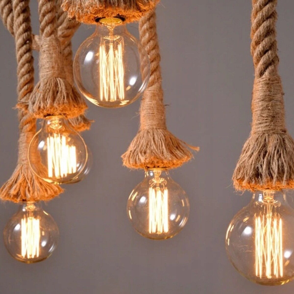 Lampa Sufitowa Wisząca Sznur Lina Podwójna Retro