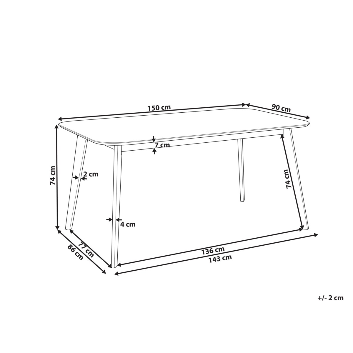 Stół do jadalni EPHRATA Mahoń ciemny 150 cm 90 cm