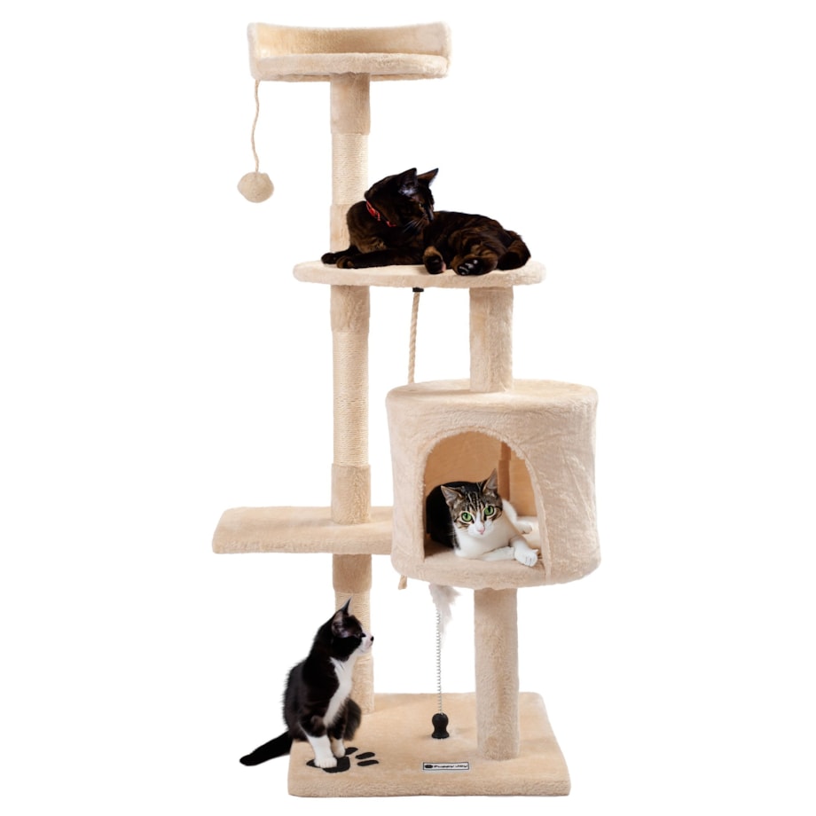 Czteropoziomowy drapak dla kotów Beżowy PJ-042 85 cm