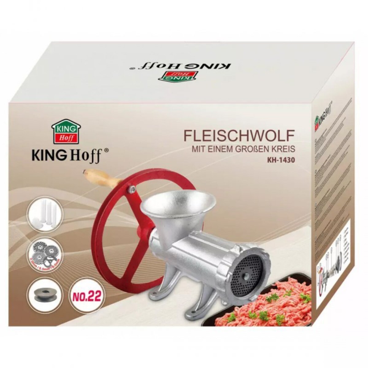 Żeliwna Maszynka #22 Do Mielenia Mięsa Kinghoff Kh-1430