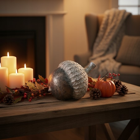 FIGURKA ŻOŁĄDŹ DEKORACYJNA JESIEŃ HALLOWEEN SREBRNA 10cm DO SALONU DOMU
