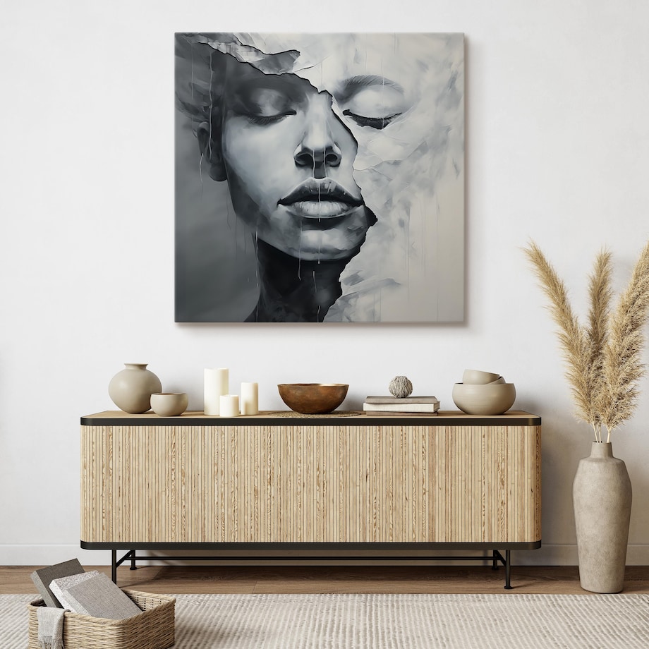 Obraz Na Płótnie Abstrakcyjny Kobiecy Portret 50x50cm