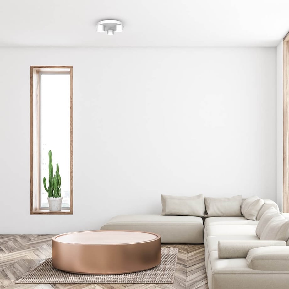 Biała lampa sufitowa Dixie minimalistyczna do gabinetu