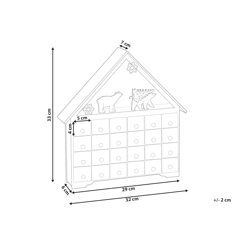 Dekoracja świąteczna LED MJOSA Kalendarz adwentowy 33 cm Biały