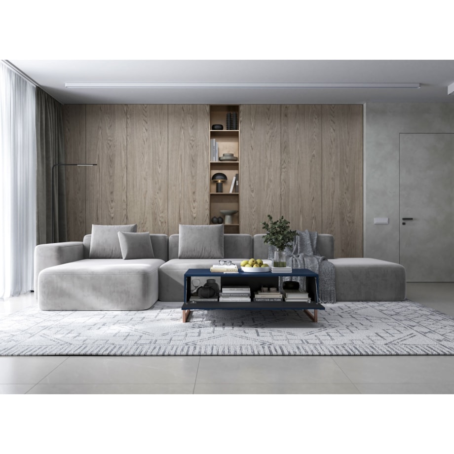 Nowoczesny Stolik kawowy Glamour prostokątny elegancka ława granatowy Mat 110 cm