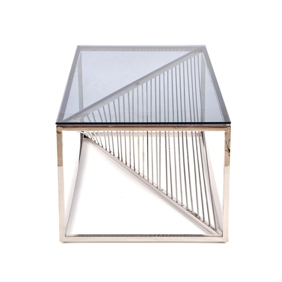 STOLIK KAWOWY Infinity SZKLANY przydymiony STALOWA PODSTAWA