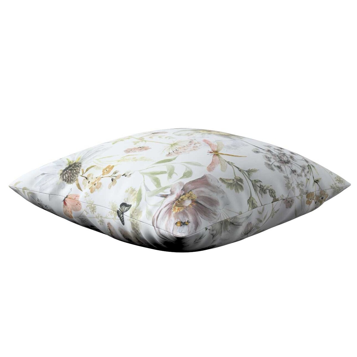 Poszewka Kinga na poduszkę 50x50 pastelowe kwiaty na białym tle