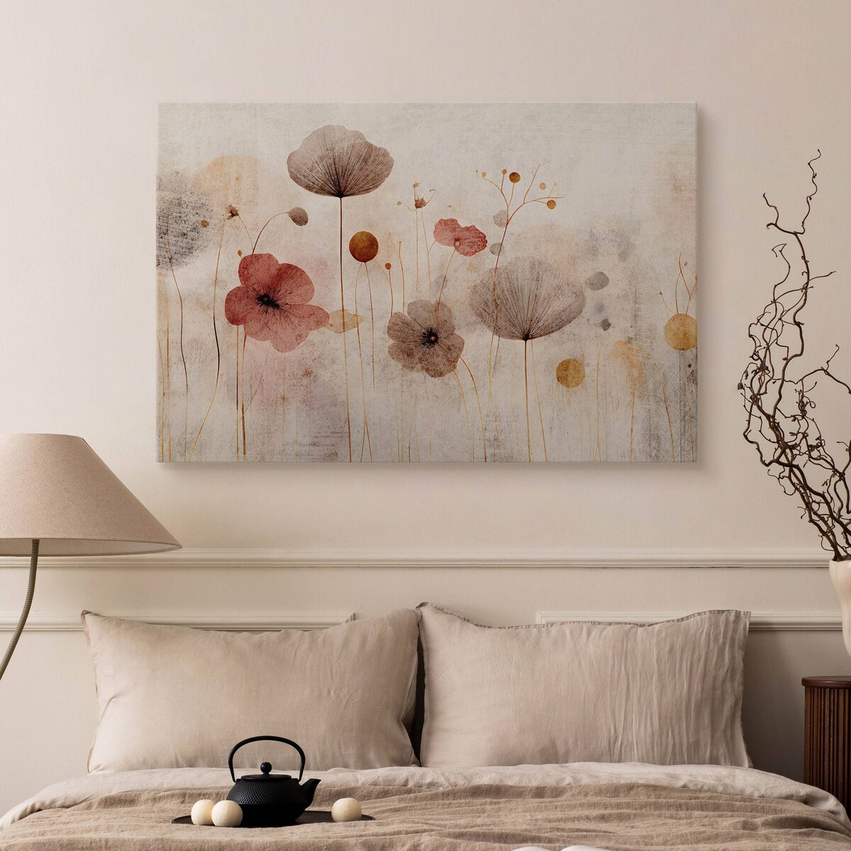 Obraz Canvas Do Salonu Polne Kwiaty Maki Styl Vintage Abstrakcja 70x50cm