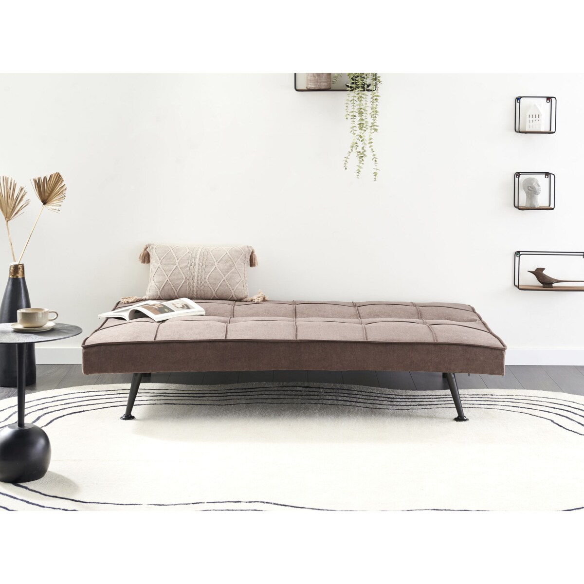 Sofa rozkładana HASLE Brązowy Tkanina