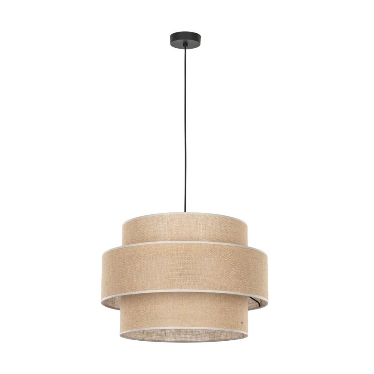 Lampa wisząca TK Lighting CALISTO JUTA 5402, 3xE27, klosz juta 50 cm, regulowana wysokość, czarno-beżowa