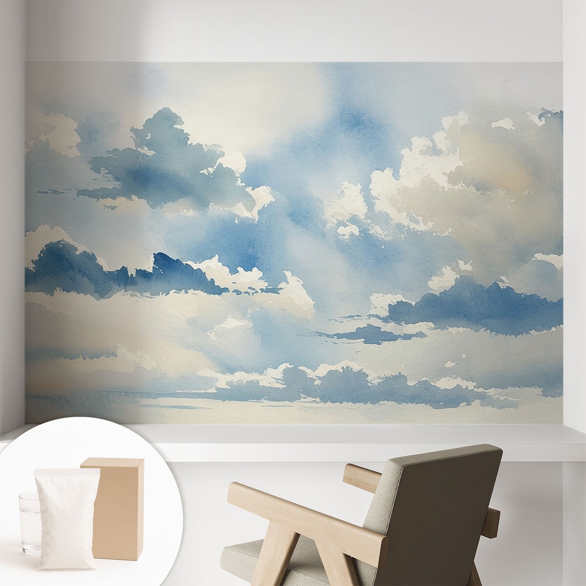 Fototapeta flizelinowa 104x70 cm - Niebiańskie obłoki, tapeta ścienna niebieska