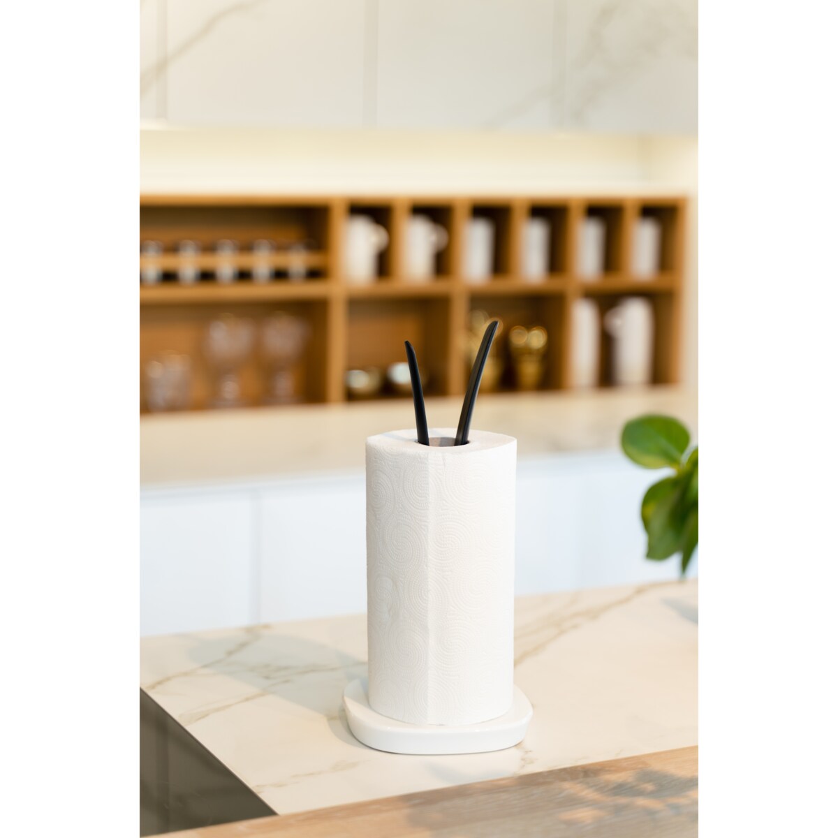 Stojak na ręczniki papierowe czarno-biały Livio 28371
