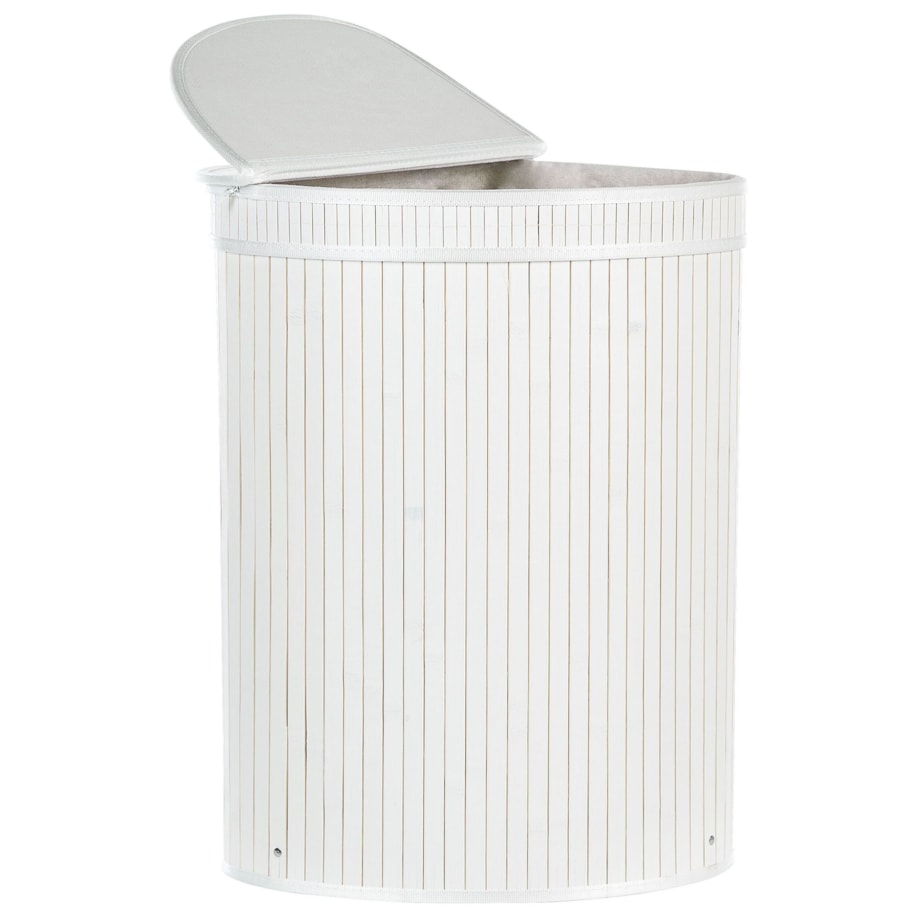 Kosz bambusowy z pokrywką biały BADULLA