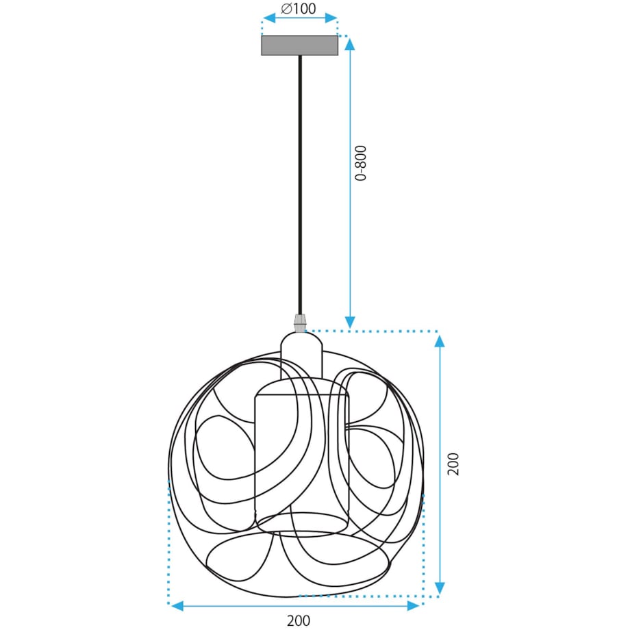 Lampa wisząca szklana metalowa czarna złota