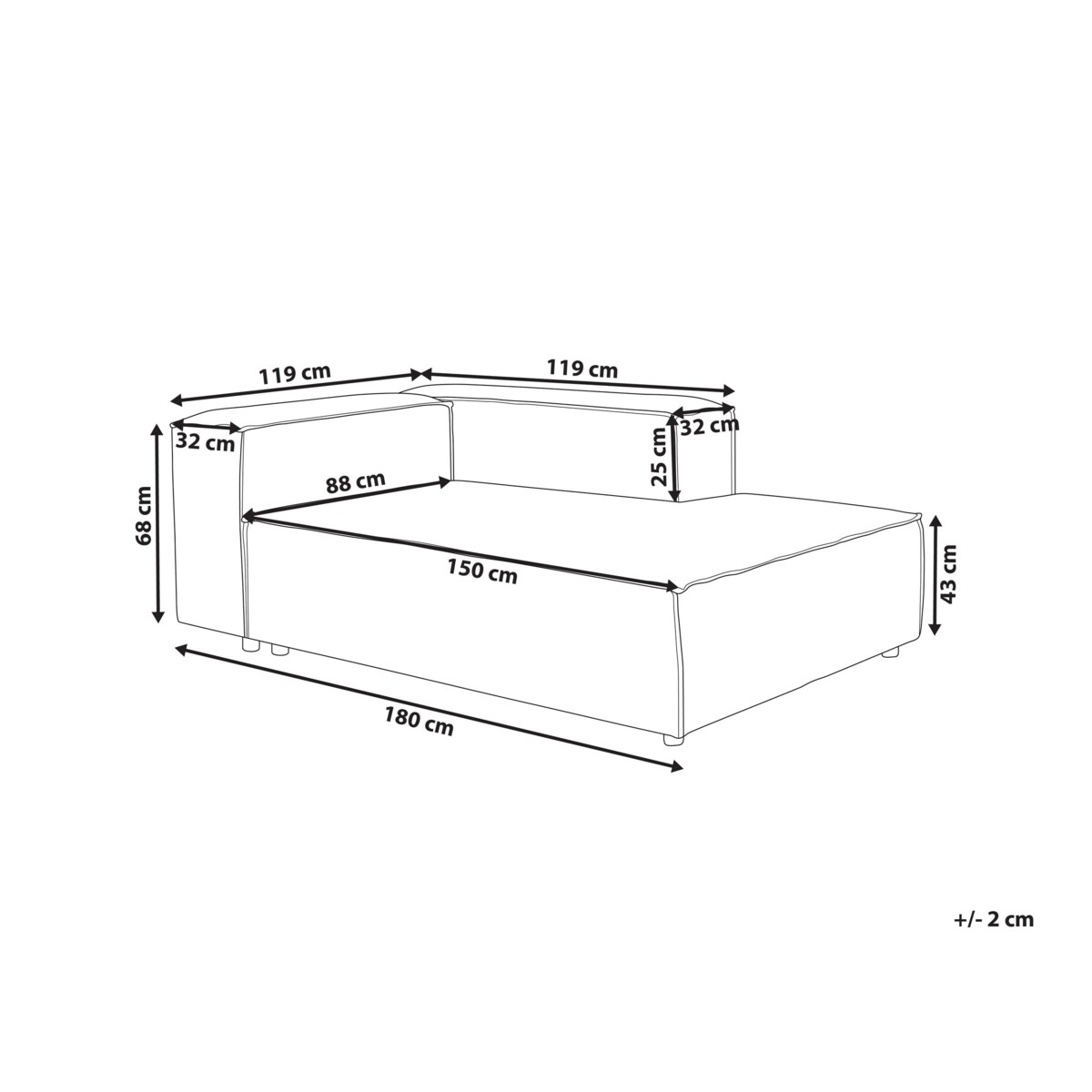 Szezlong lewostronny beżowy ARDAL