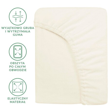 Prześcieradło z bawełny frotte z gumką 180x200 kolor ecru