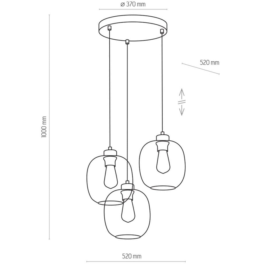 Industrialna lampa wisząca Elio 3184 TK Lighting potrójna szklane kule